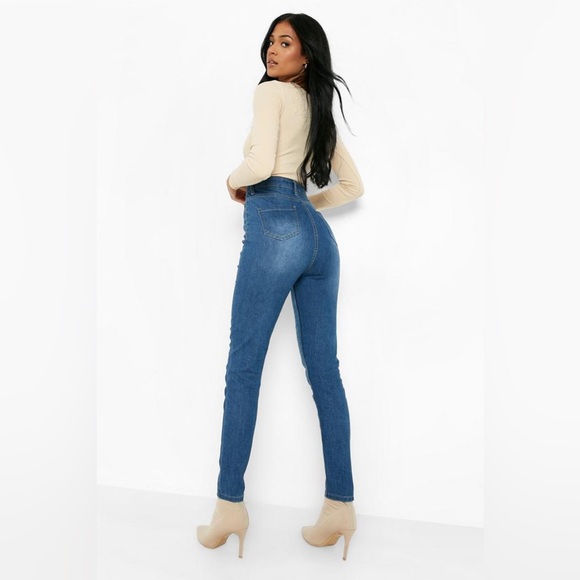 BOOHOO WOMEN’S BASIC SKINNY JEAN JEGGING SIZE 8 TALL - Picture 1 of 8